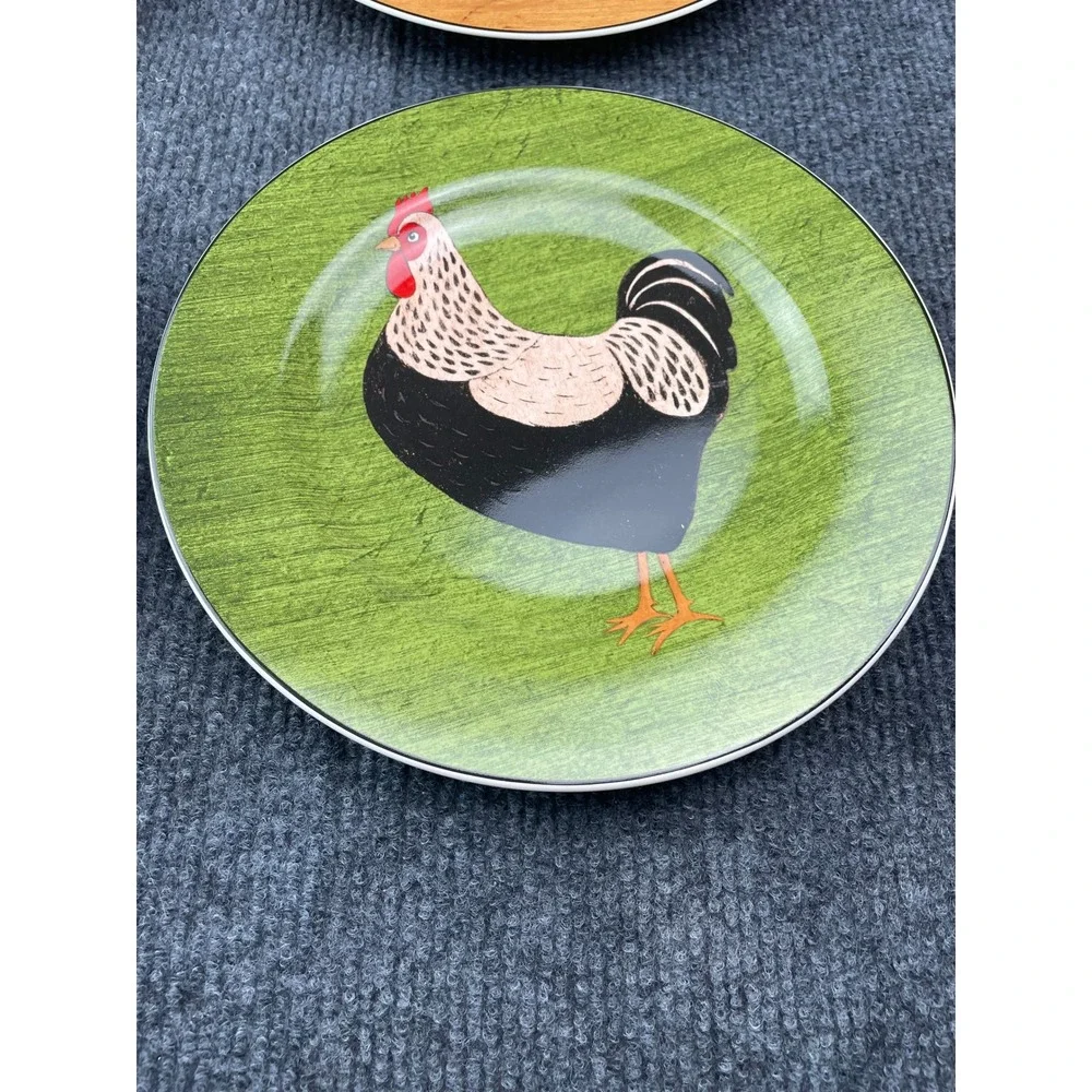 Warren Kimble Brandon House Country Quartet Rooster Stoneware Plates Set 4 8.25
